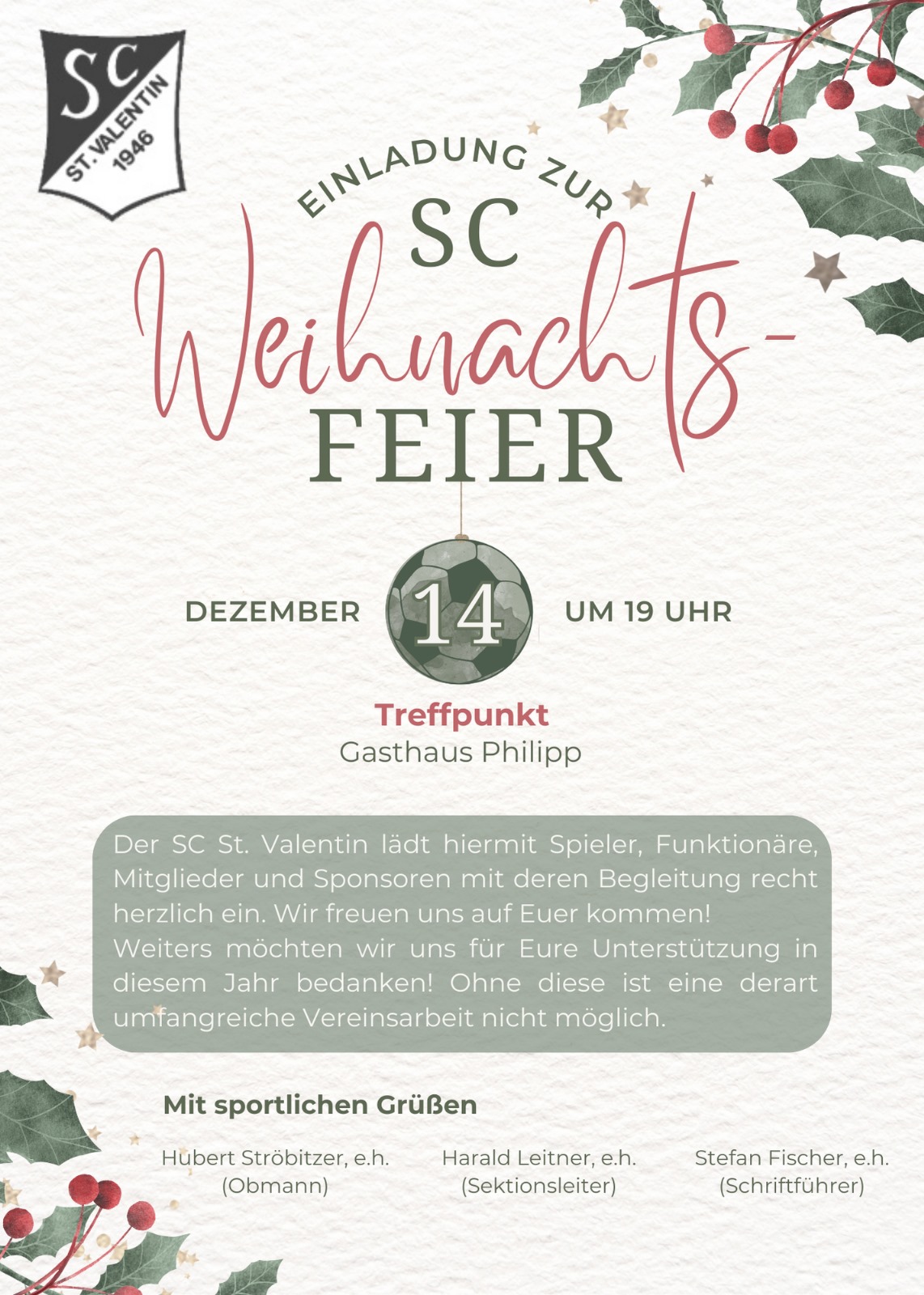 Einladung Weihnachtsfeier